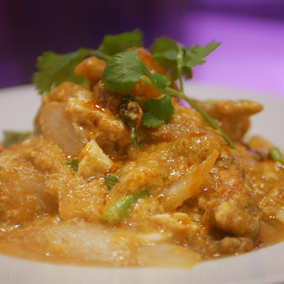 ソフトシェルクラブの玉子カレー炒め
